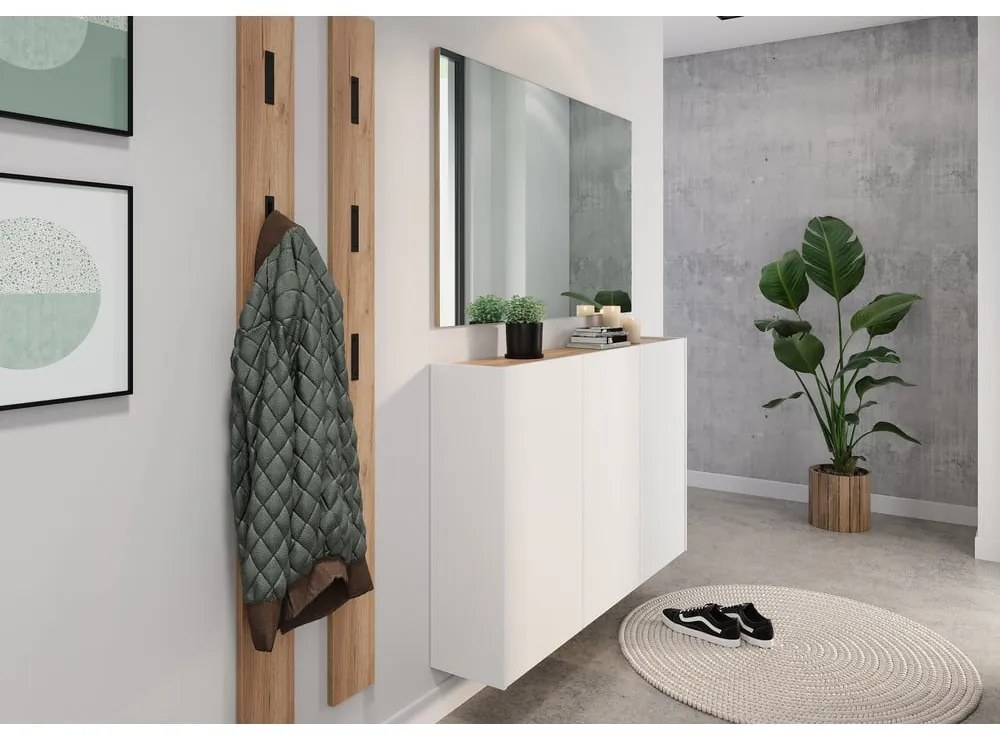 Fehér függő szekrény tölgyfa dekorral 138x87x25 cm Libbiano – Germania