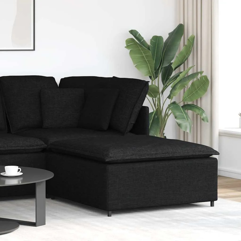 fekete moduláris kanapé lábzsámoly modul 100x100x48 cm