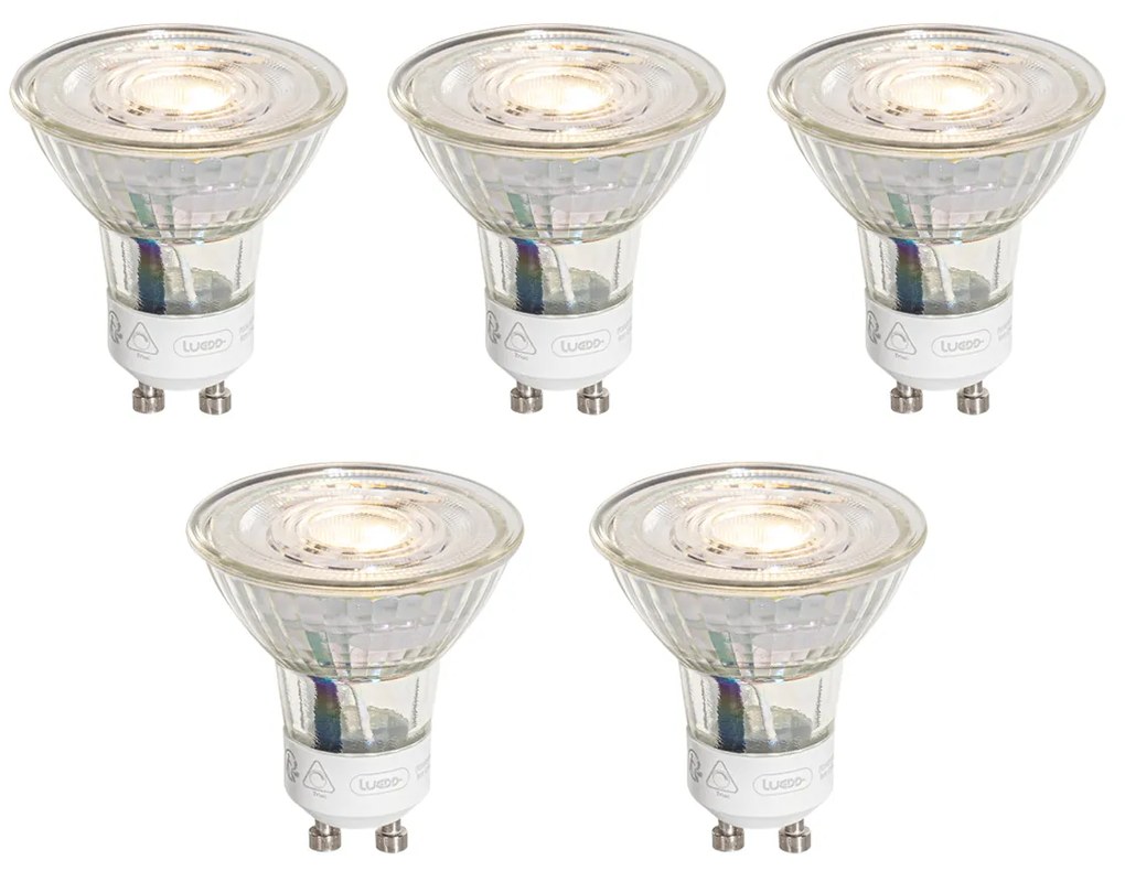 5 darabos GU10 50mm 3 lépésben színhőmérséklet-szabályozható LED izzó, 4.9W 450 lm 2000-2700K
