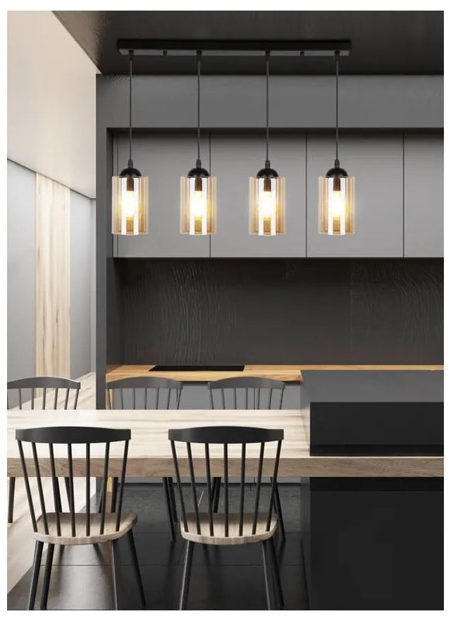 Fekete függőlámpa üveg búrával 10x65 cm Bistro – Candellux Lighting