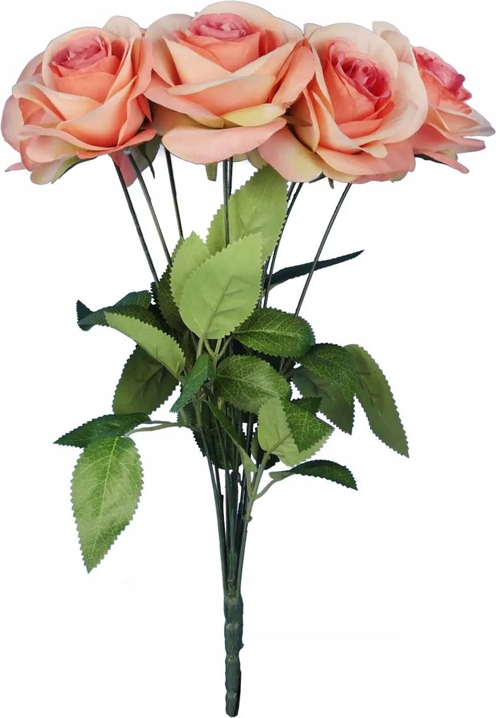 Csokor 9 Rózsa 44CM Lazac Színű Művirág Kompozíciókhoz, Nádakhoz