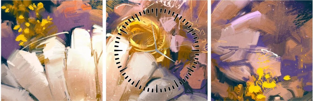 Virágok képe (órával) (90x30 cm)