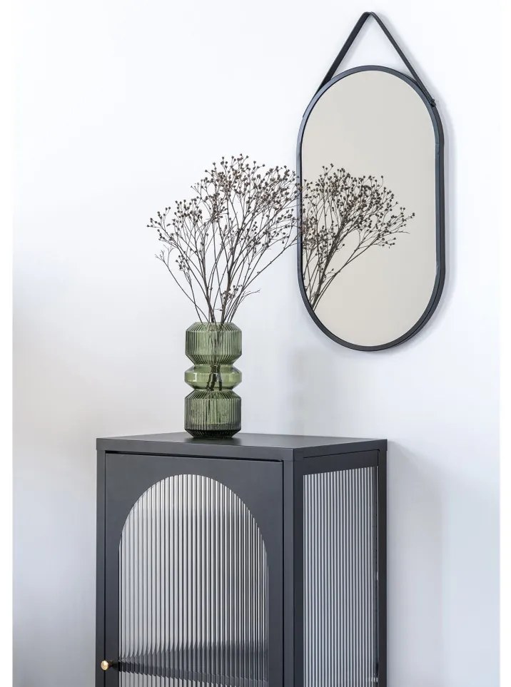 Adelaide vitrin, fekete, 1 hullámos üvegajtó 50x35x110 cm