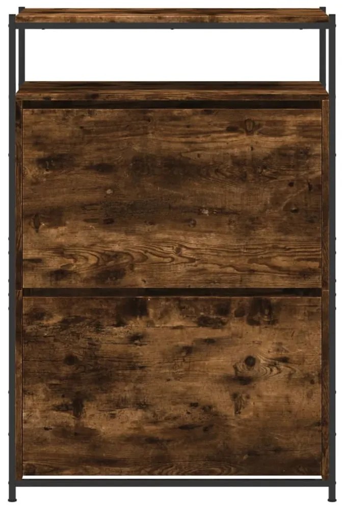 füstös tölgy színű szerelt fa cipőszekrény 75x34x112 cm