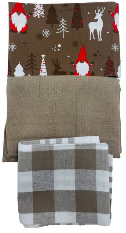 Konyharuhák karácsonyi Christmas barna 45x70cm 3 db TiaHome
