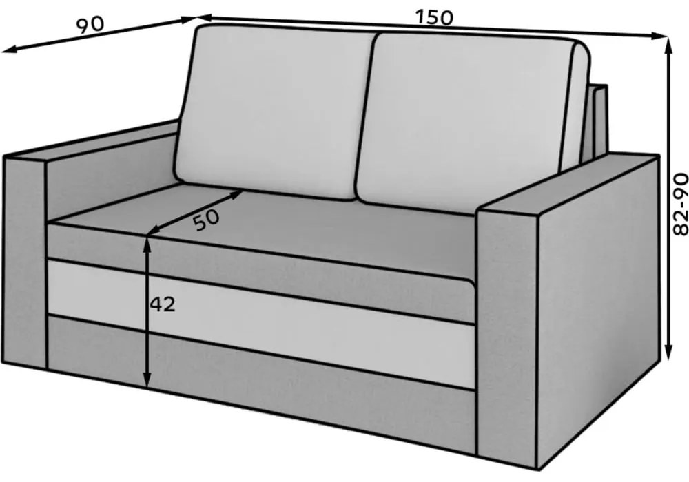 Világosszürke bársony kinyitható-tárolóhelyes kanapé 151 cm Wave – ELTAP