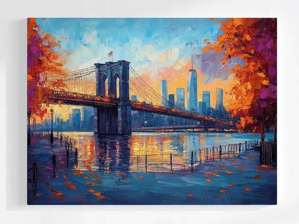 Canvas Manhattan Brooklyn Bridge Őszi Híd Nyc 80x60 Vászonkép