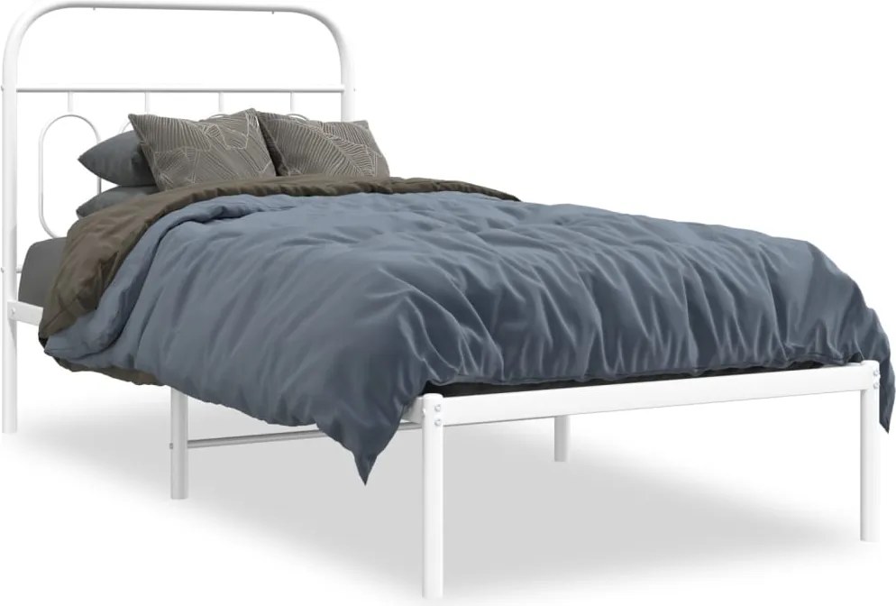 vidaXL fehér fém ágykeret fejtámlával 90x200 cm