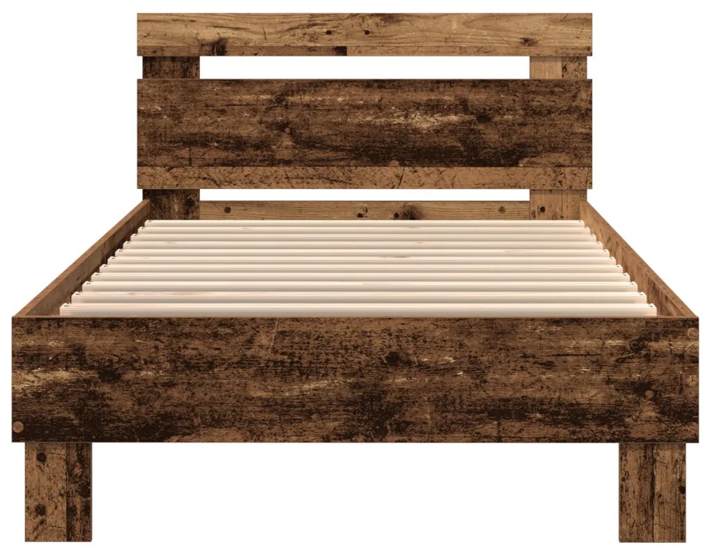 Ágykeret LED lámpákkal Régi fa 75x190 cm Mérnöki fa