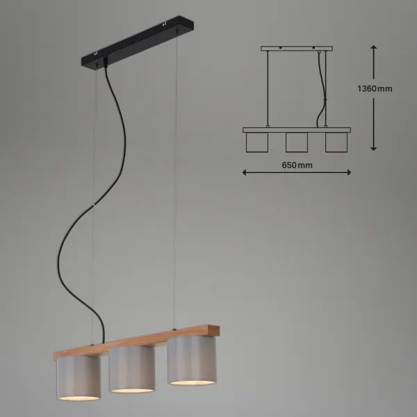 Briloner - Csillár zsinóron RHON 3xE14/25W/230V gumifa