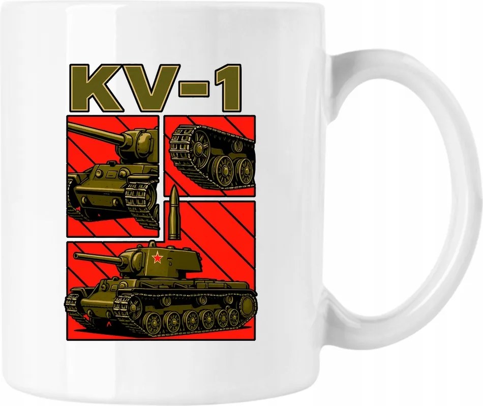 Szovjet tank bögre WW2 Kv 1 Fehér 330ml