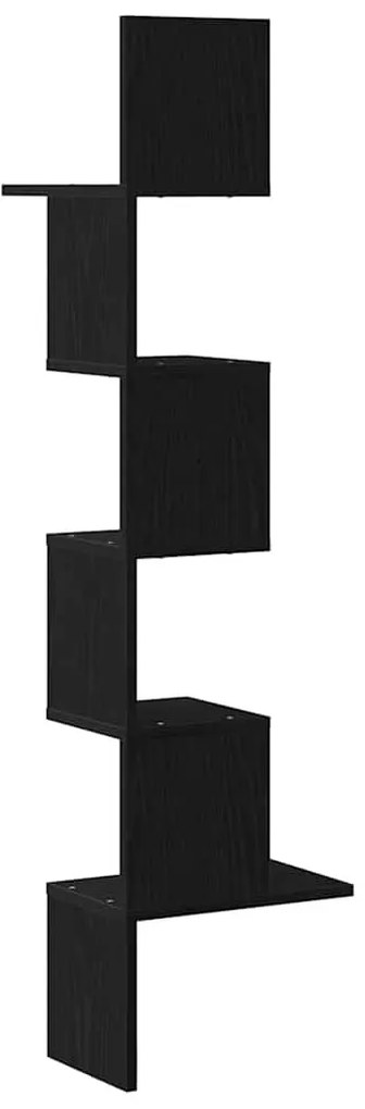 fekete forgácslap fali sarokpolc 32x32x127,5 cm