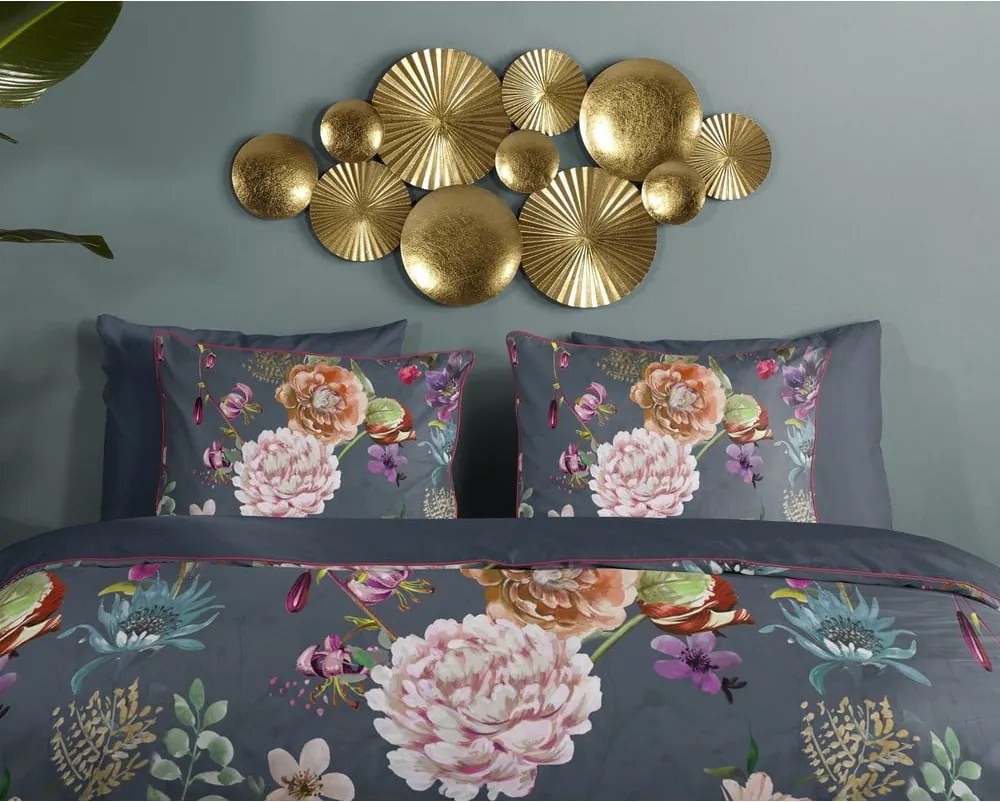 Antracitszürke kétszemélyes-hosszabbított pamut-szatén ágyneműhuzat 240x220 cm Parma – Descanso