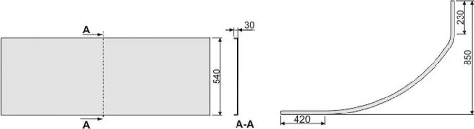 SIMPLA 85x150 aszimmetrikus kád előlap