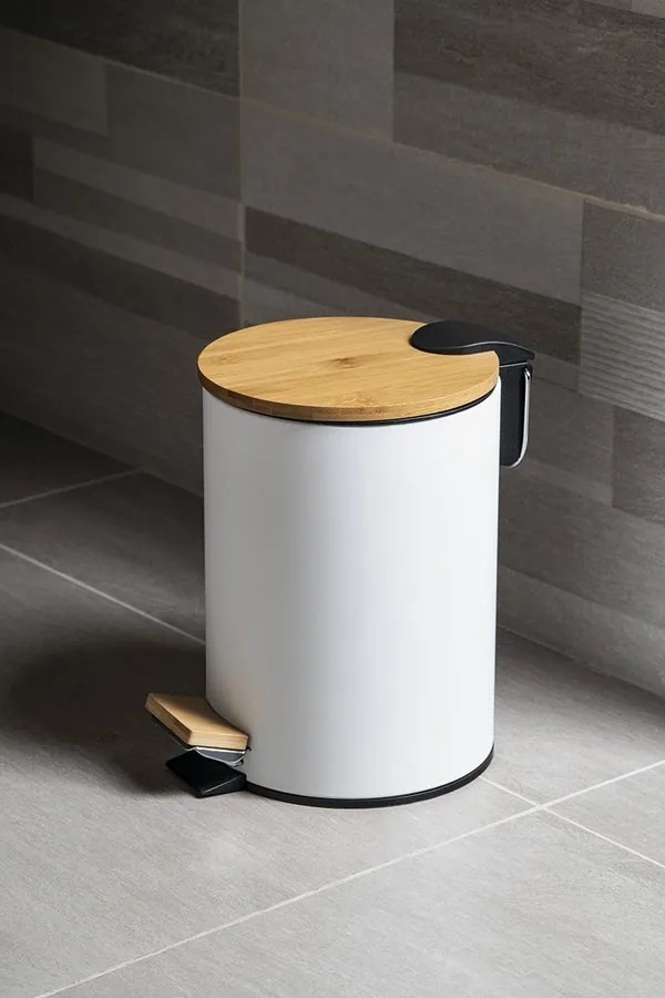 Aqualine, BAMBUSZ kerek szemeteskuka 5l, fehér, BI007