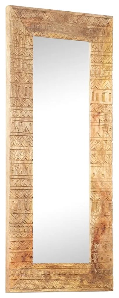 kézzel faragott tömör mangófa tükör 110 x 50 x 2,5 cm
