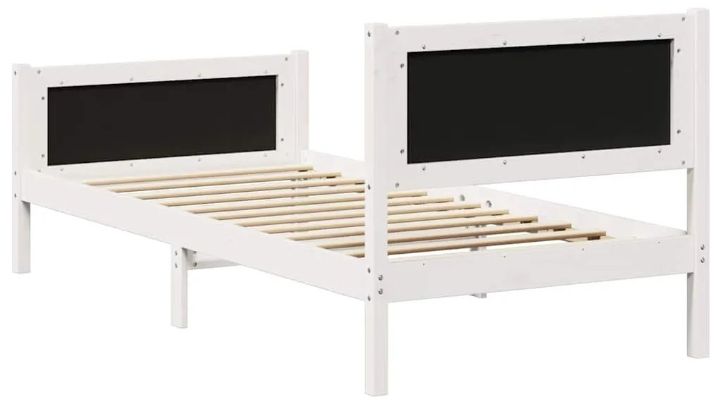 Ágykeret Fehér és világosszürke 90 x 190 cm Tömör fenyőfa