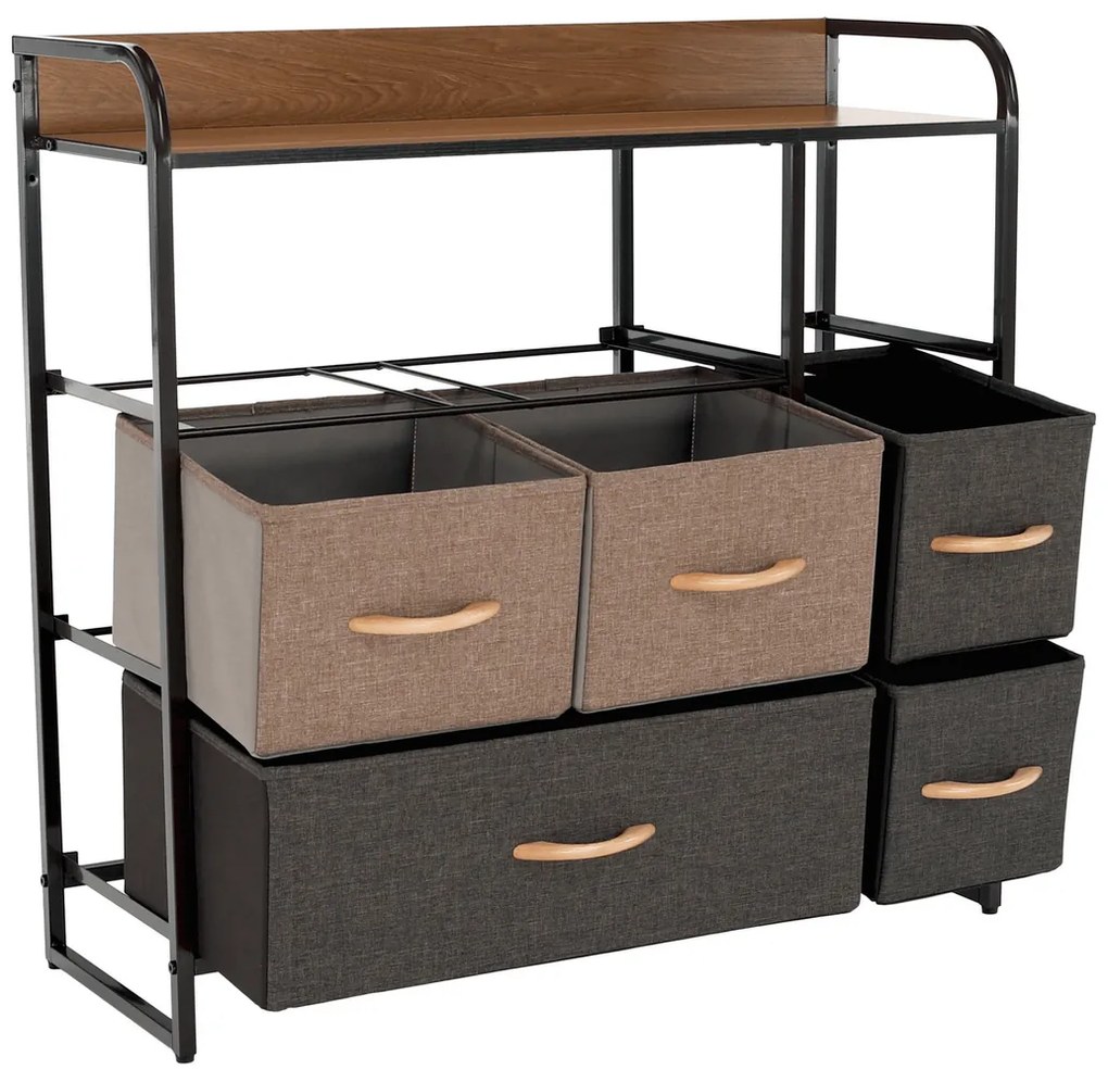 HAZEL TYP 3 szekrény szövet fiókokkal, barna, XL