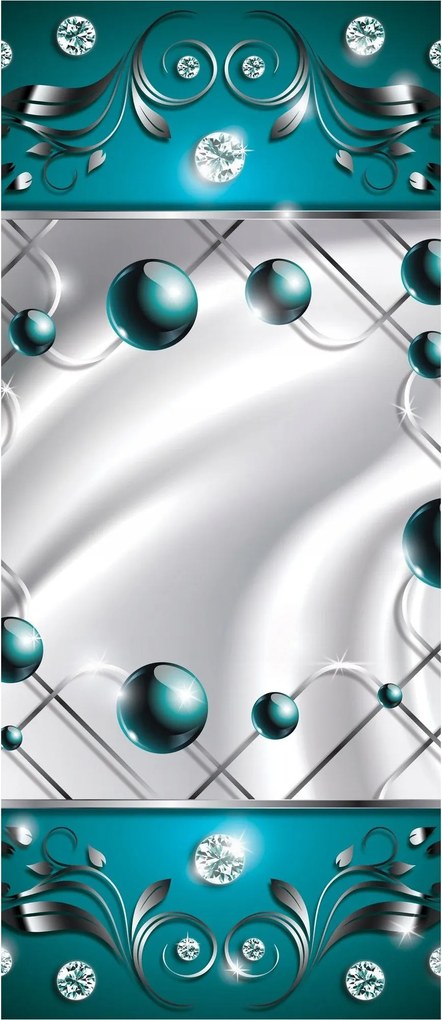 Fotótapéta Ezüst Türkiz gömbök Barokk kristályok 91x211 +ragasztó