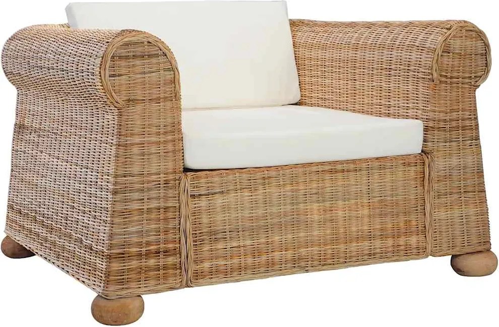 vidaXL természetes rattan fotel párnákkal