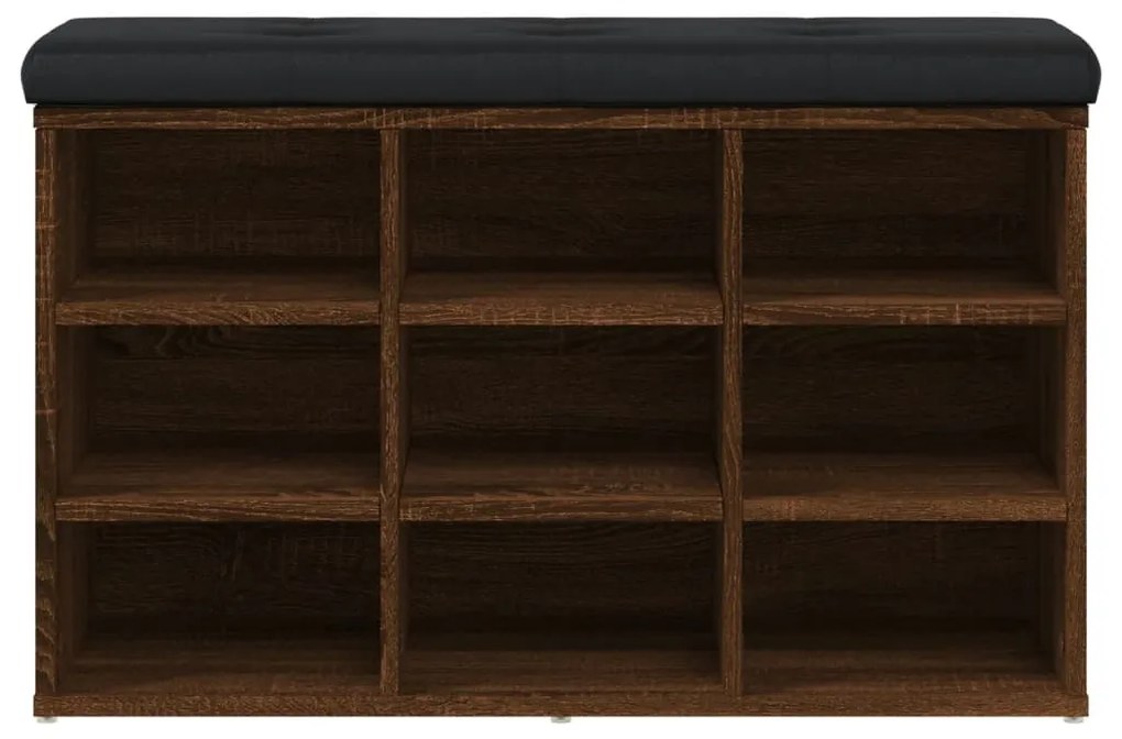 barna tölgy színű szerelt fa cipőtároló pad 82 x 32 x 50 cm