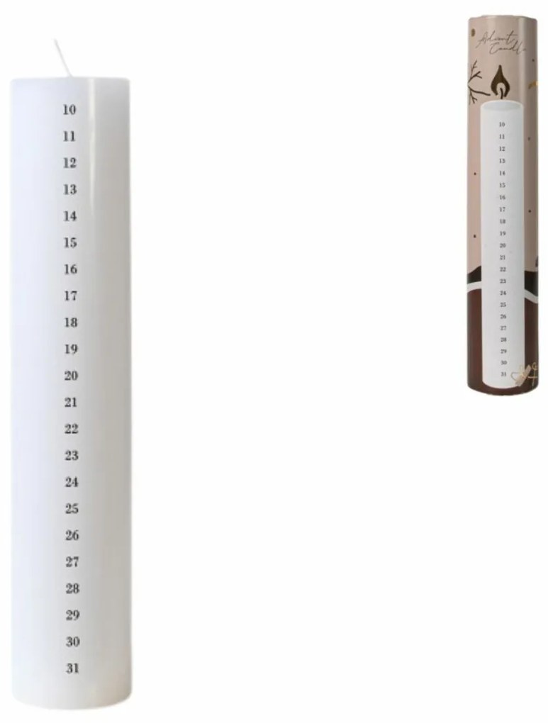 AKCIÓ Adventi gyertya NUMIRA 25 cm, fehér II. minőség