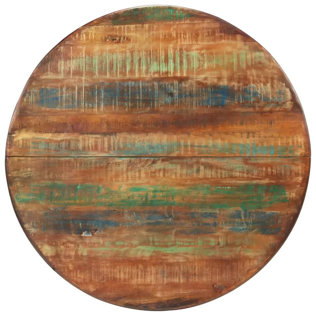 Tömör újrahasznosított fa és acél étkezőasztal Ø110 x 78 cm