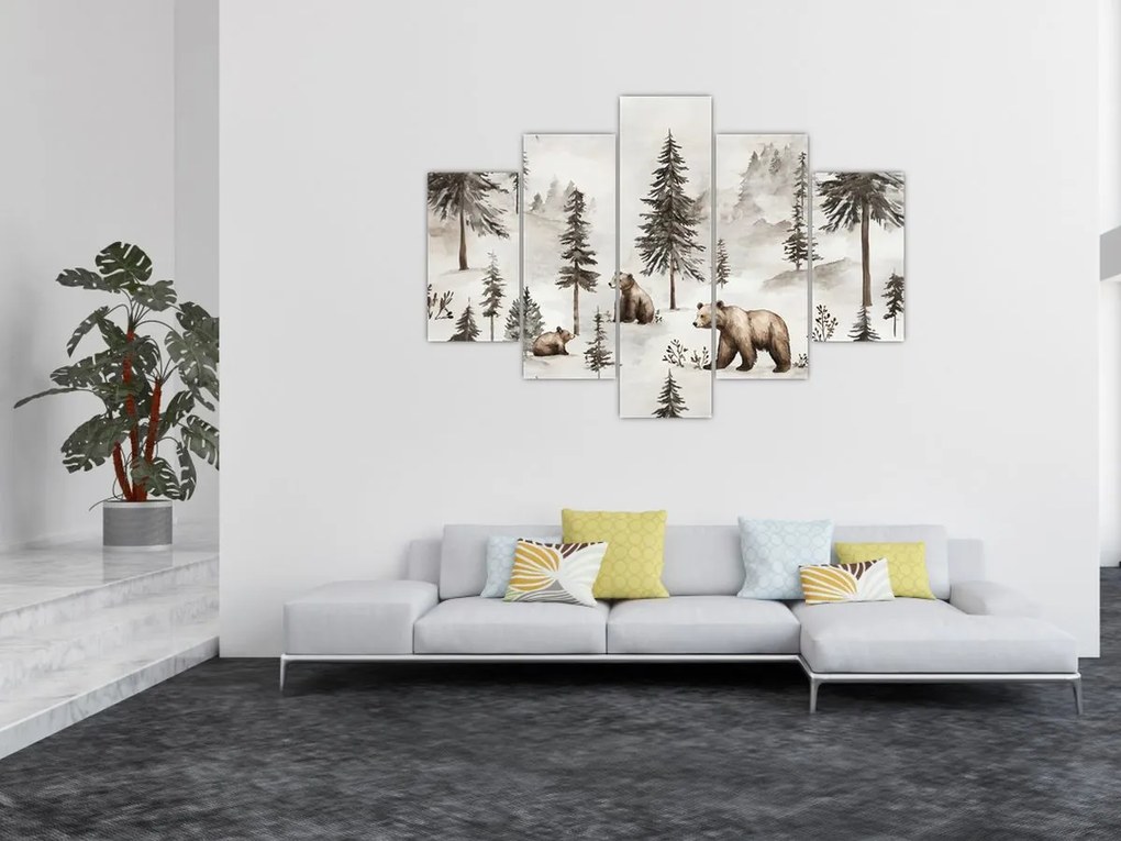 Kép - Erdő medvékkel (150x105 cm)