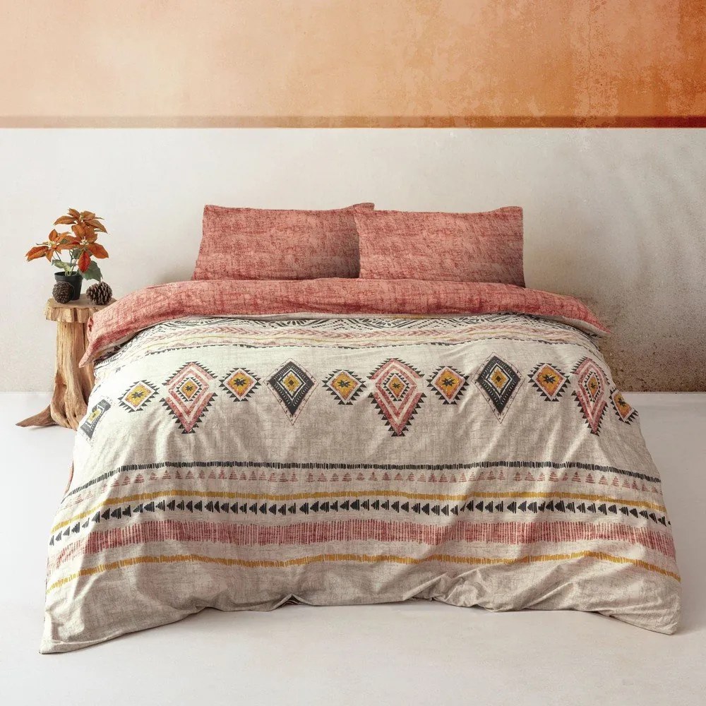 Téglavörös-barna kétszemélyes hosszabbított renforcé pamut ágyneműhuzat 240x220 cm Felix – Mijolnir