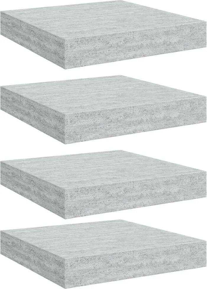 vidaXL 4 db betonszürke MDF lebegő fali polc 23 x 23,5 x 3,8 cm