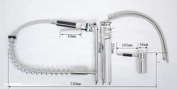 Konyhai csaptelep EYN0141 kihúzható zuhanyfejjel, két kifolyóval és többféle színváltozatban — 74 cm — LED-világítás nélkül — Króm