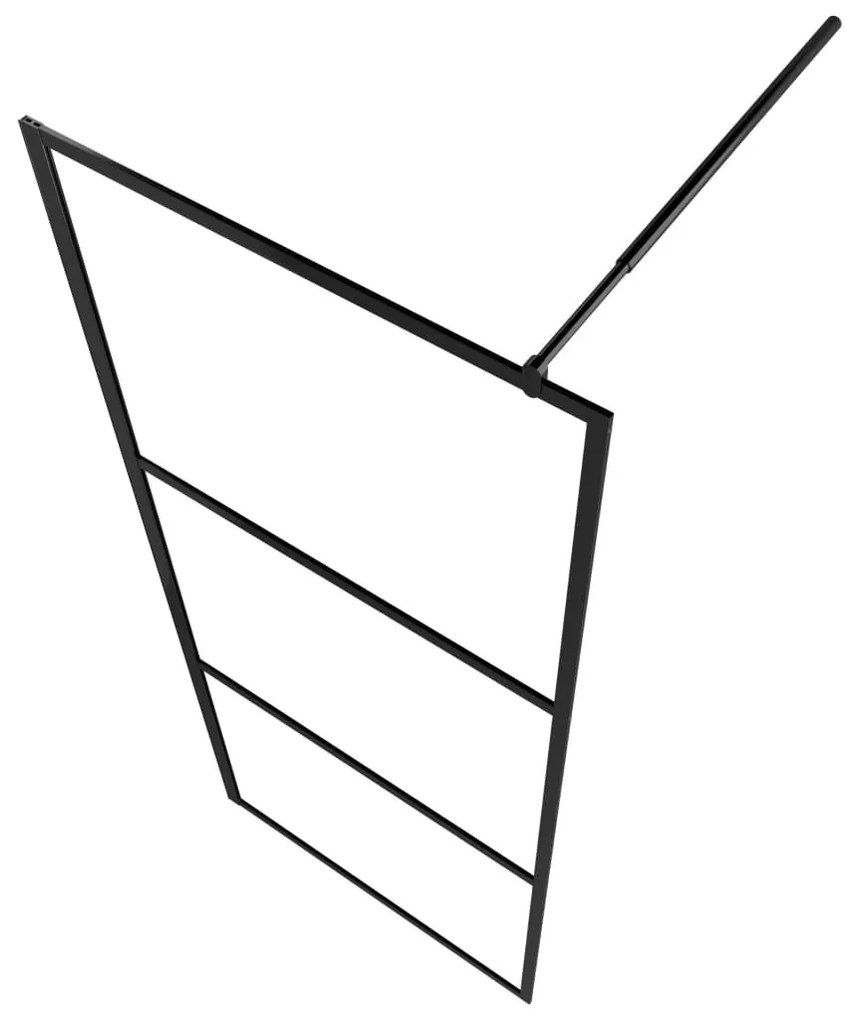 Fekete ESG üveg és alumínium zuhanyfal polccal 80 x 195 cm