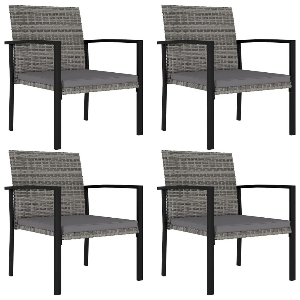 4 db szürke polyrattan kerti étkezőszék