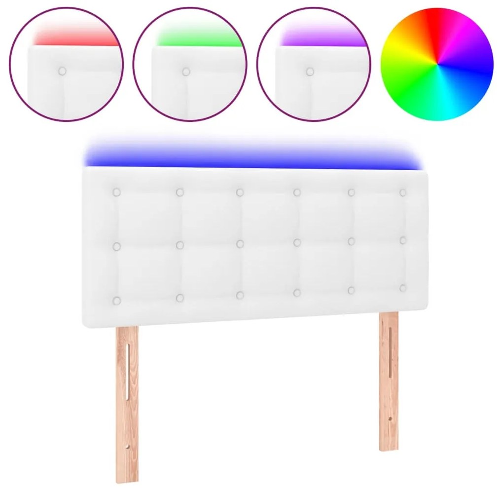 fehér műbőr LED-es fejtámla 80 x 5 x 78/88 cm