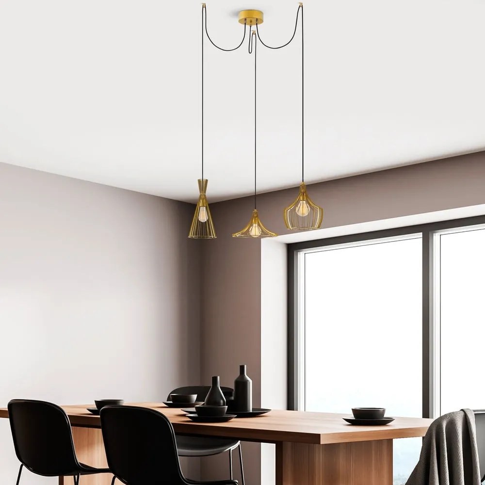 Aranyszínű függőlámpa fém búrával Mezopotamya – Opviq lights