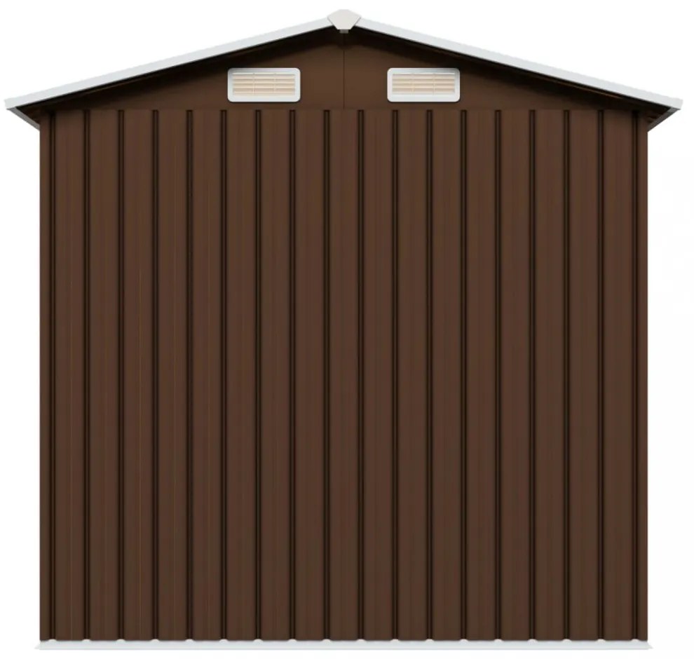 barna acél kerti fészer 204 x 132 x 186 cm