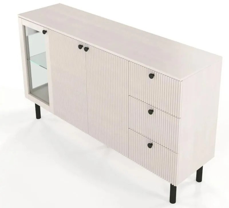 Norvik Bükk/Fehér polcos-fiókos komód, 160 cm