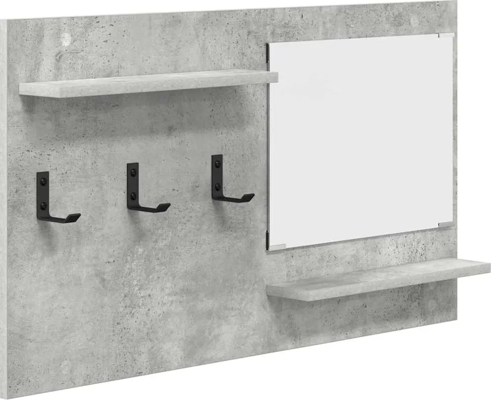 vidaXL Fali Kabáthorog polcokkal Beton Szürke 90 x 10 x 50 cm Faanyag