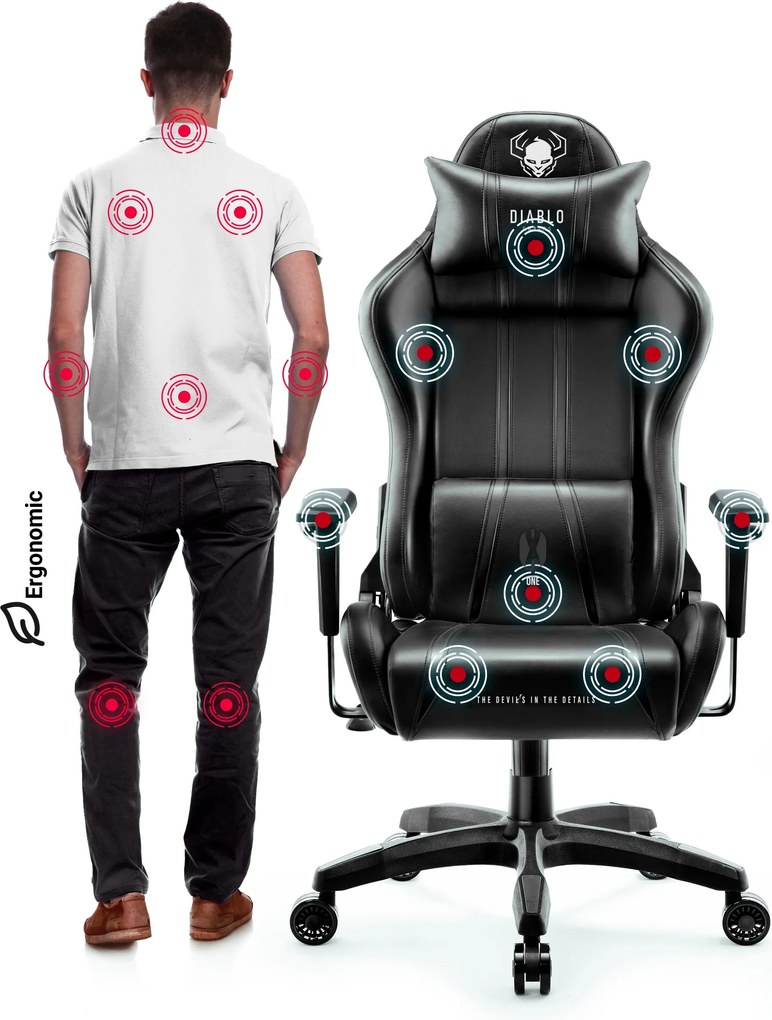 Gamer szék műbőr King Size, fekete: Diablo X-One 2.0