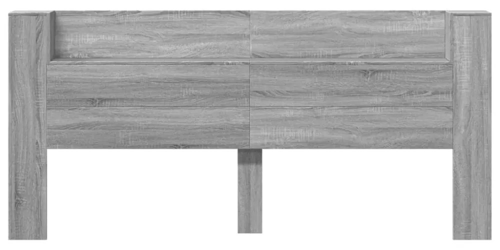 szürke sonoma színű áthidalószekrény LED-ekkel 220x16,5x103,5cm