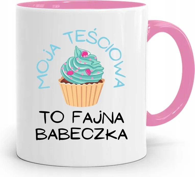 Rózsaszín Bögre Anyósnak Vagány Muffin nyomott mintával