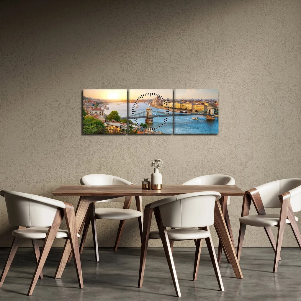 Budapest képe folyóval (órával) (90x30 cm)