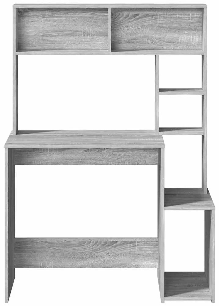 szürke sonoma színű szerelt fa íróasztal polcokkal 100x45x140cm