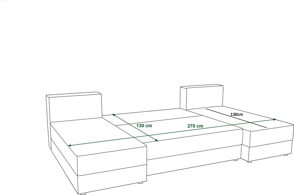 Kinyitható U alakú kanapészett LIVARO 305x140 cm, krémszínű