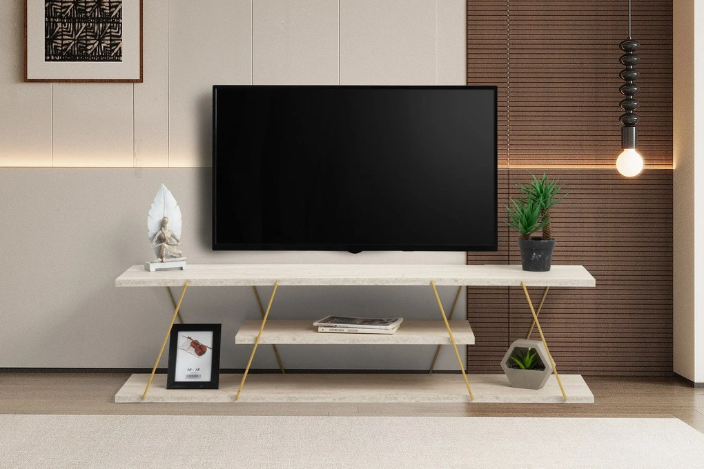 TV szekrény Canaz - Arany, Travertine