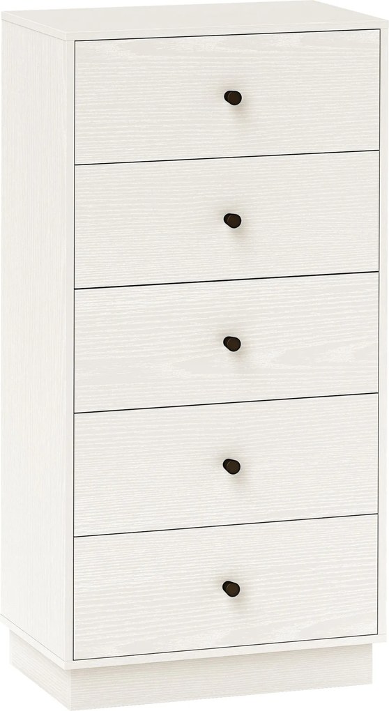 HOMCOM 5 Fiókos Világos Színű Ágyneműtartó Éjjeliszekrény Antisszézős Magas Fiókos Szekrény 47x29x95 cm | Aosom