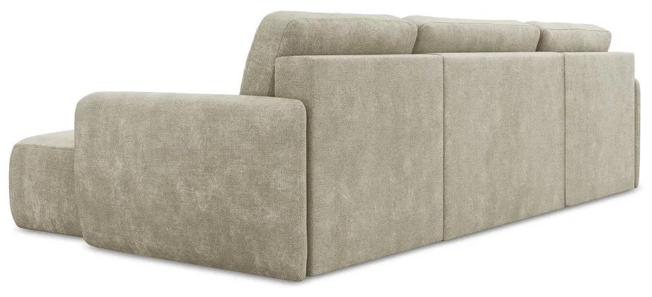 Bézs zsenília kinyitható-tárolóhelyes sarokkanapé (U alakú) Lilo – Makamii