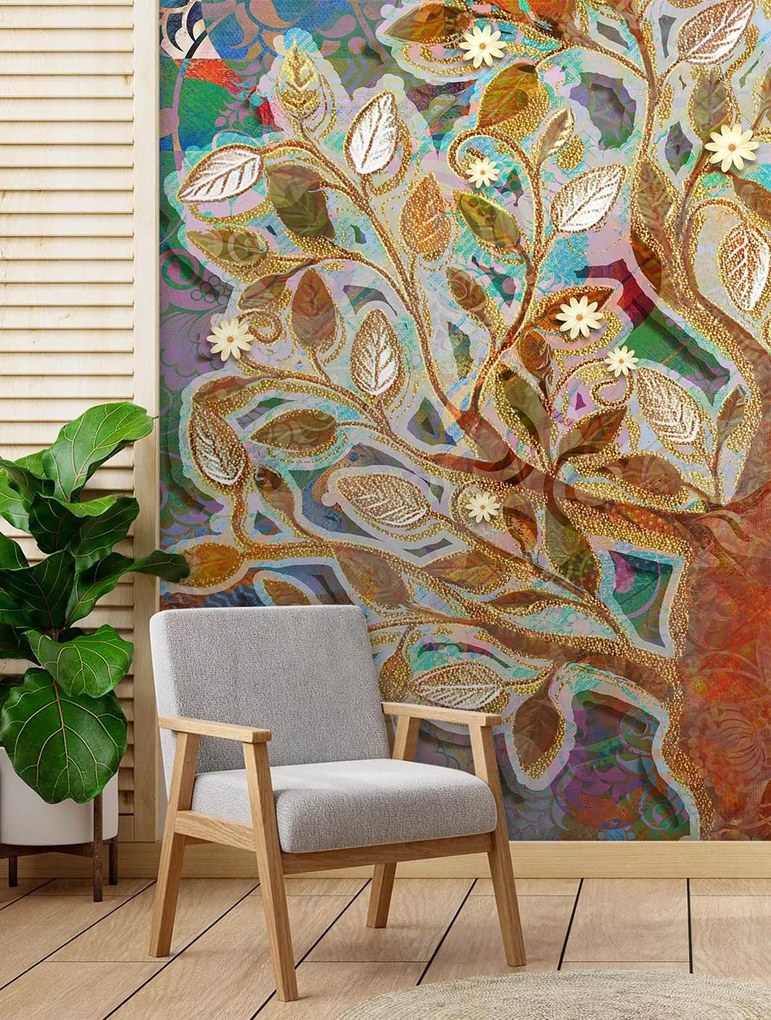 Gario Fotótapéta Arany ágak Anyag: Vlies, Méret: 150 x 210 cm