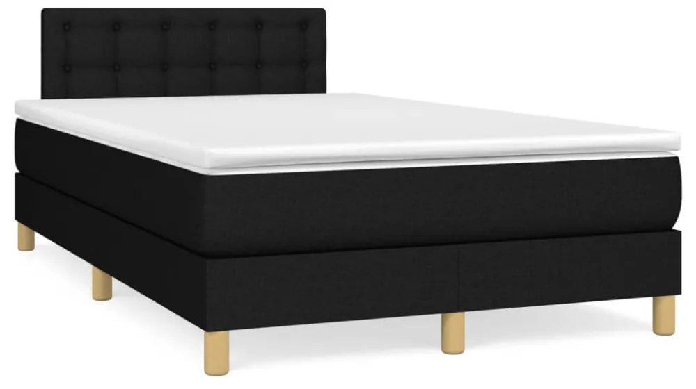 fekete szövet rugós és LED-es ágy matraccal 120x190 cm