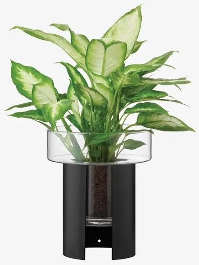 LSA International Terrazza virágcserép, h 22 cm, Ø19 cm, átlátszó/fekete - LSA nemzetközi